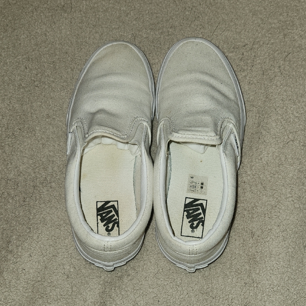 Vans White Slip-On Sneakers Classic Canvas Design